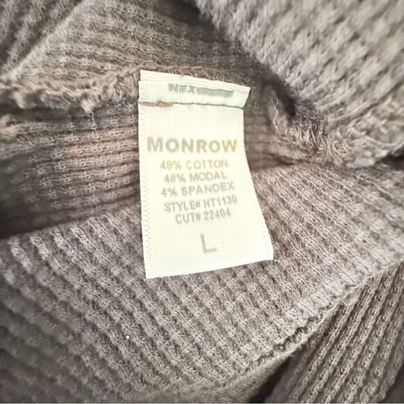 Monrow Thermal Gray Long Sleeve Minimalist Crewneck Boho Casual Top Sz Large - Picture 7 of 11